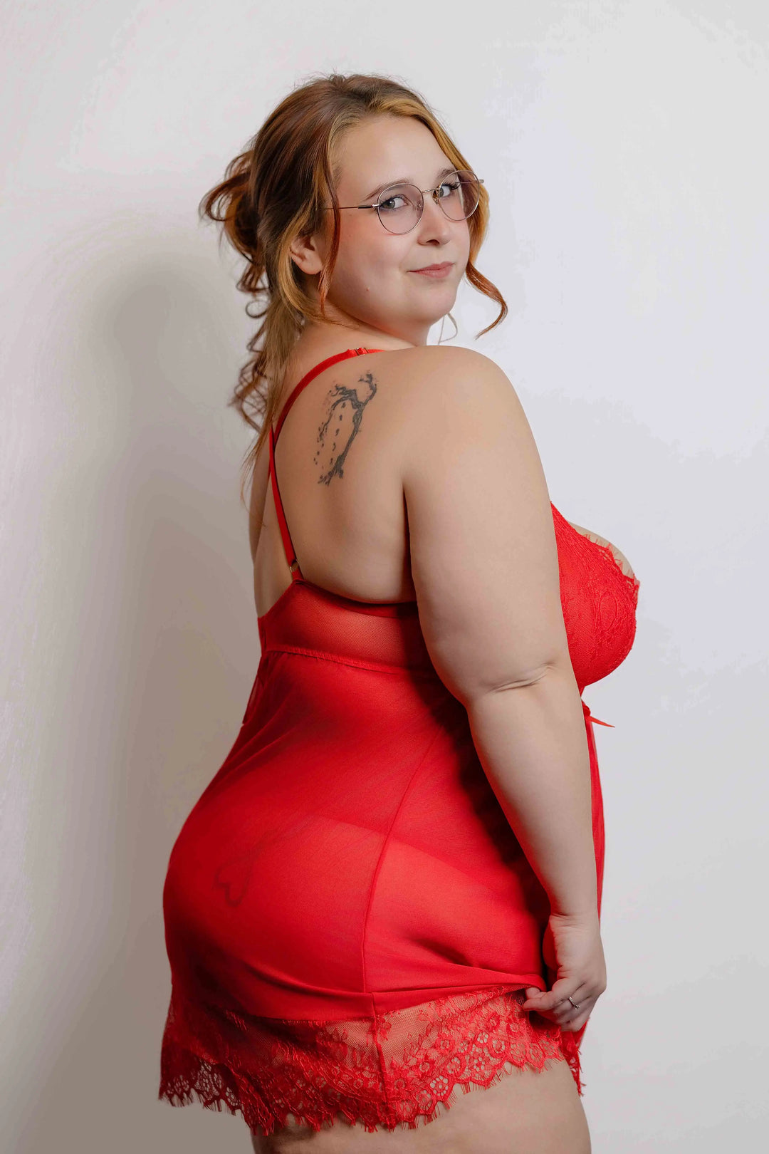 Red lace nightgown