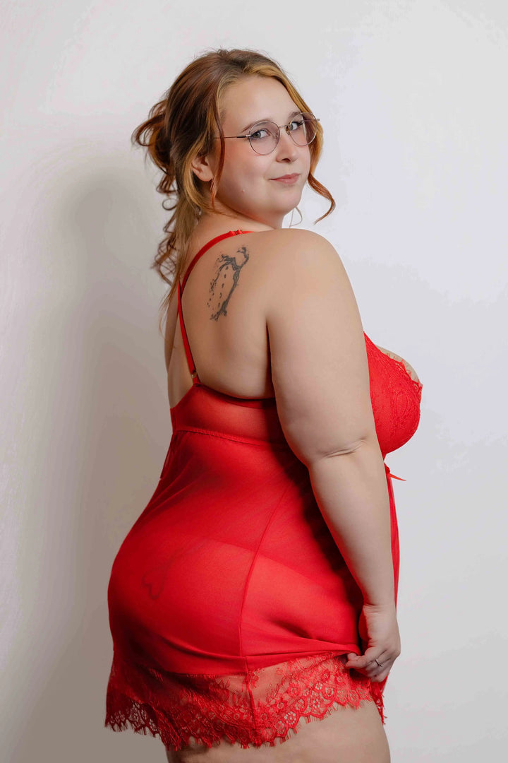 Red lace nightgown
