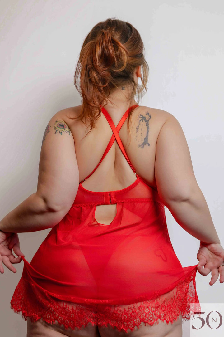 Red lace nightgown
