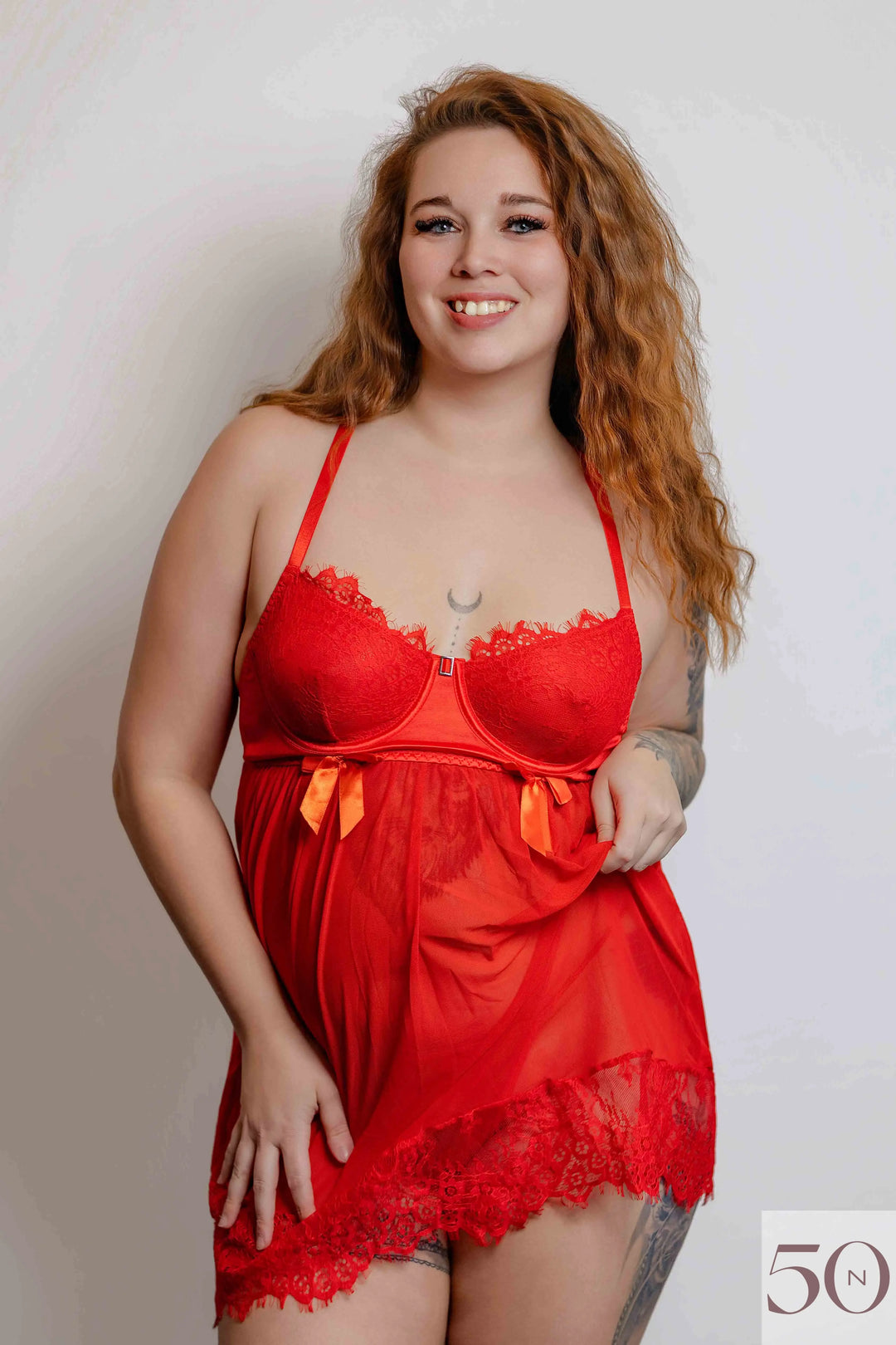 Red lace nightgown