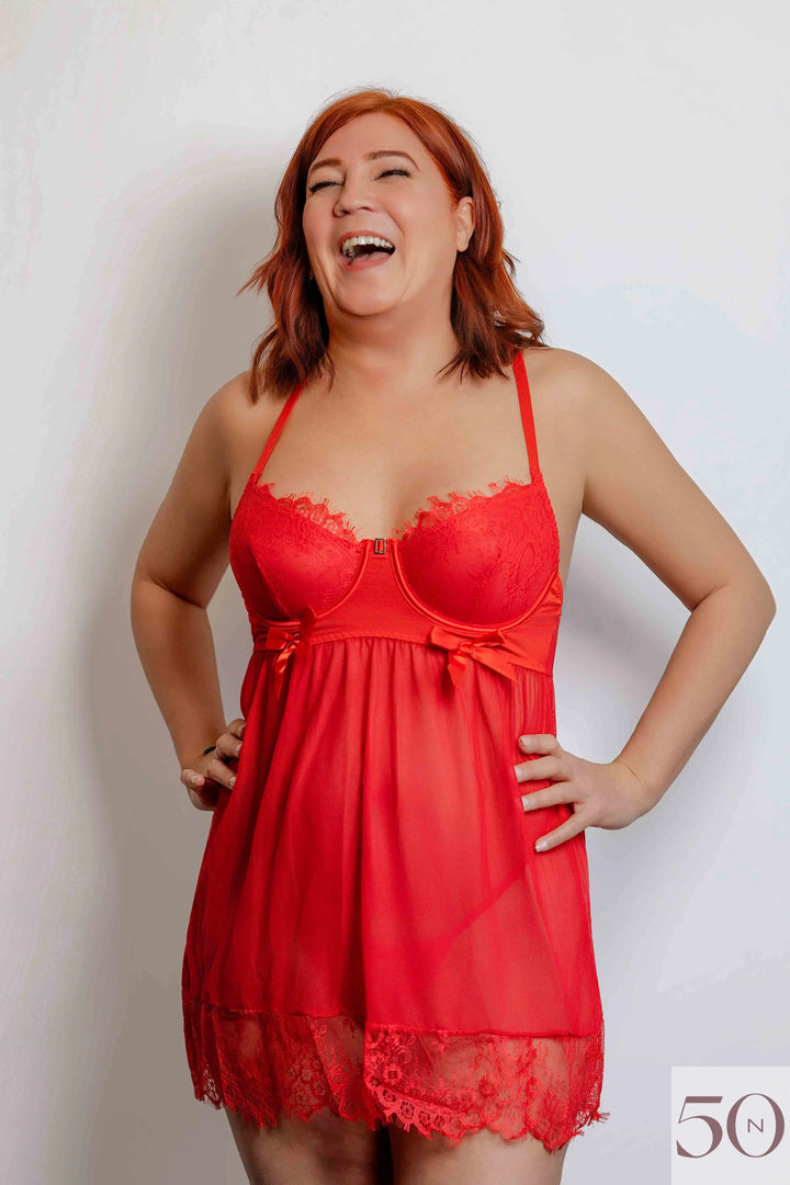 Red lace nightgown