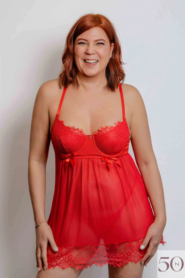 Red lace nightgown