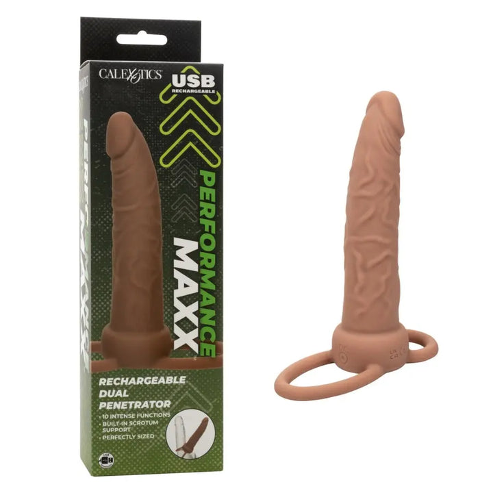 Pénétrateur Double Rechargeable - Brun calexotics