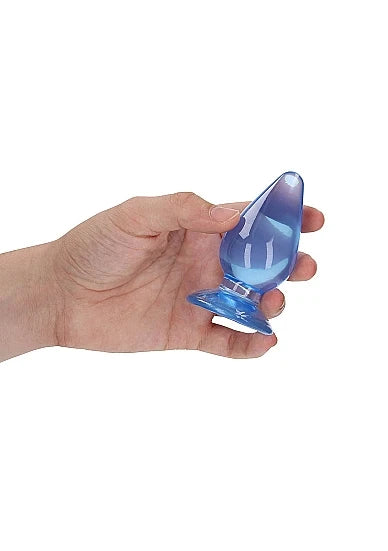 Plug anal bleu avec ventouse Crystal Clear – 9 cm