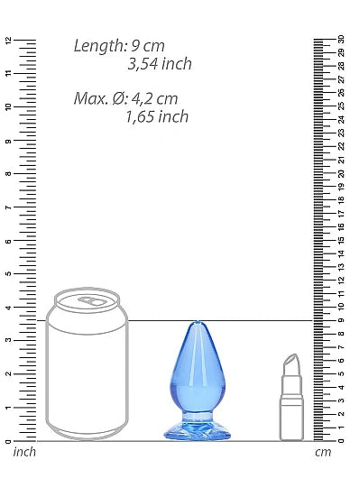 Plug anal bleu avec ventouse Crystal Clear – 9 cm