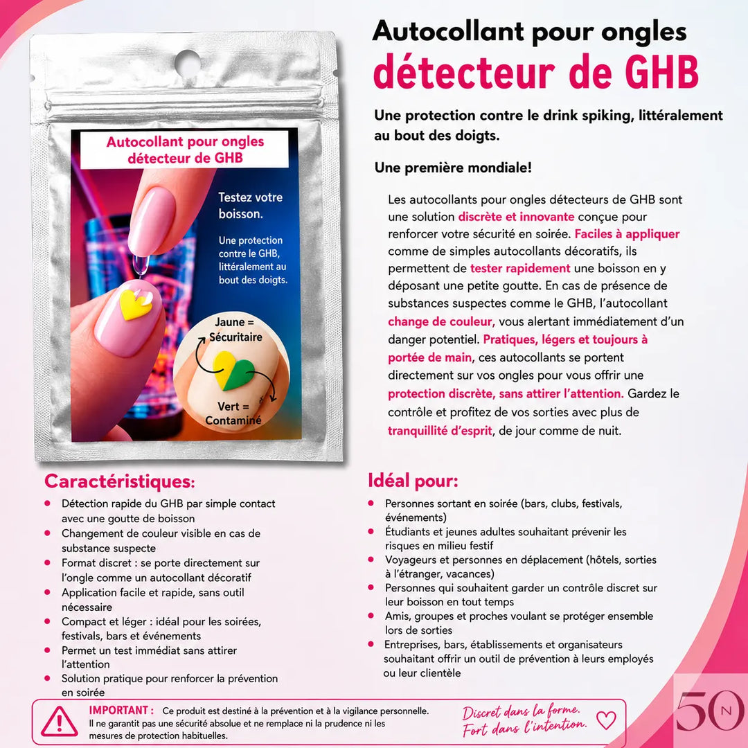 Sticker ongle détecteur de GHB (x2)
