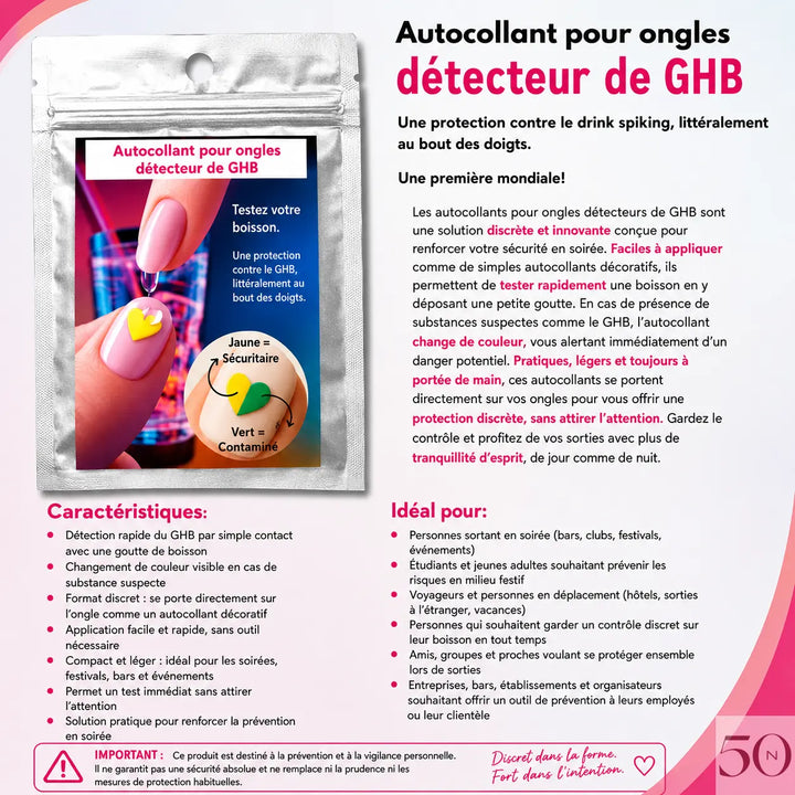 Sticker ongle détecteur de GHB (x2)