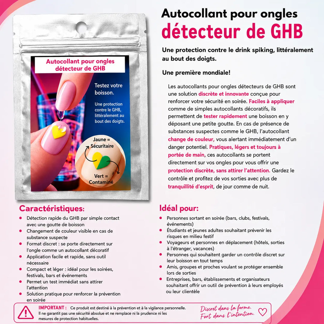 Sticker ongle détecteur de GHB (x2)