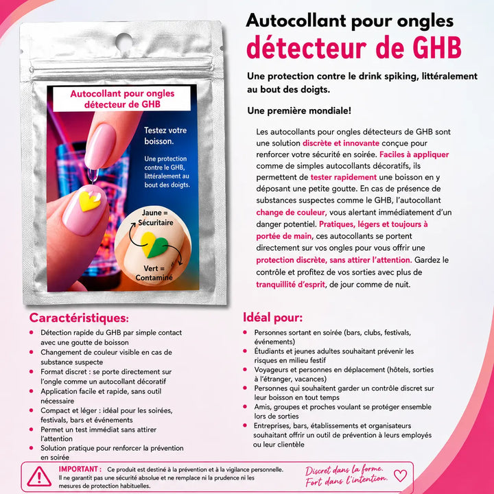 Sticker ongle détecteur de GHB (x2)
