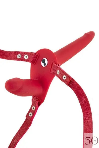 Strap-On Vibrant avec Double Dildo - Rouge fetish tentation