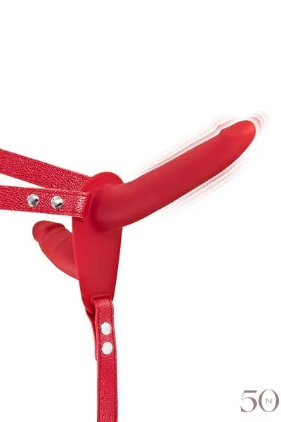 Strap-On Vibrant avec Double Dildo - Rouge fetish tentation