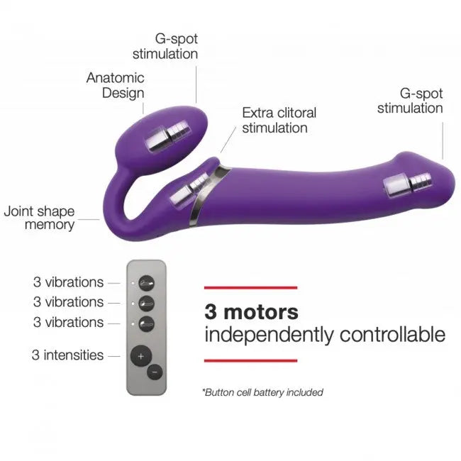 Strap On Vibrant sans Harnais - Medium - Violet Strap On Me