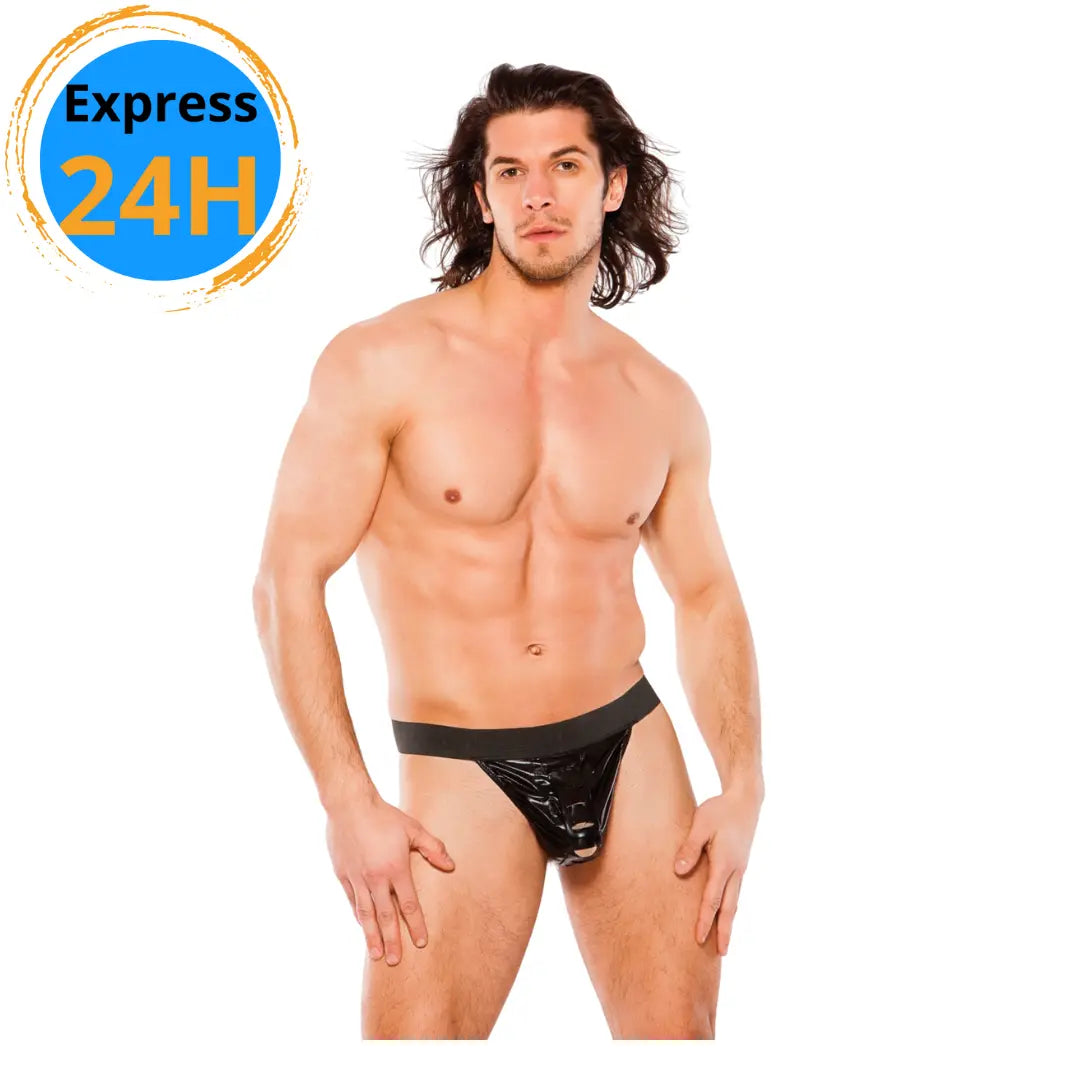 String Homme Zeus Wet Look Noir O/S allure lingerie