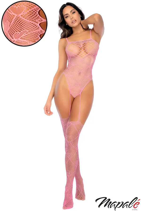 Teddy Motif Coeurs Bodystocking