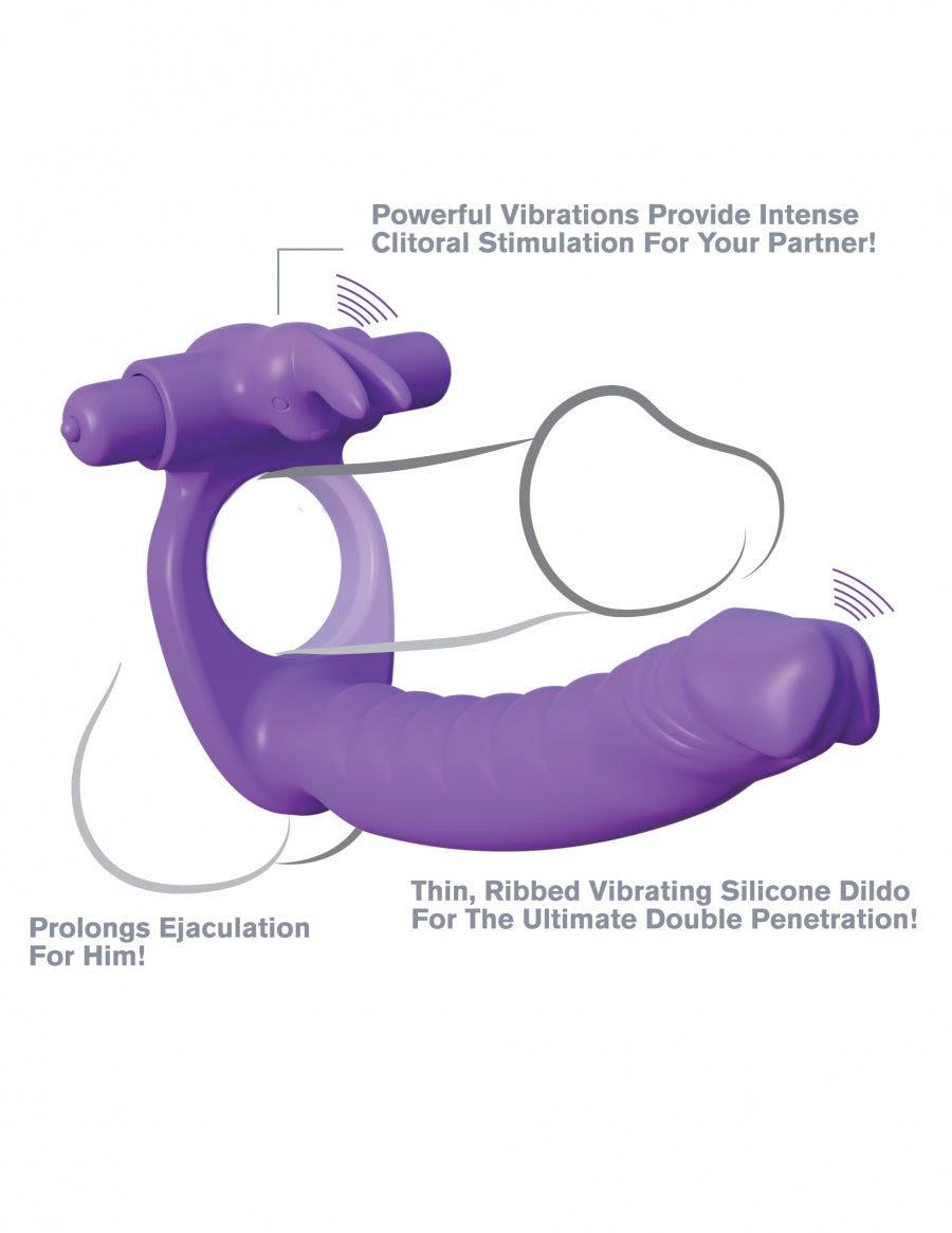 Anneau pénien avec dildo double pénétration (vibrants) Pipedream