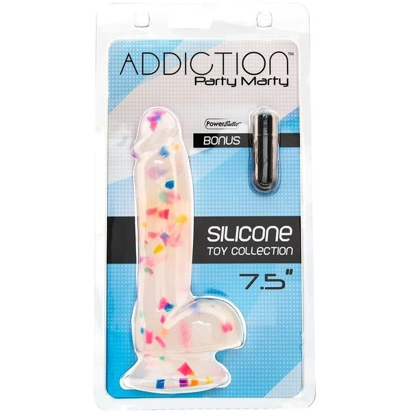 Dildo en silicone avec confettis 7.5"