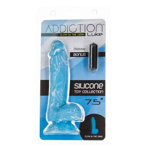 Luke 7.5" Dildo Luminescent avec Testicules Bleu