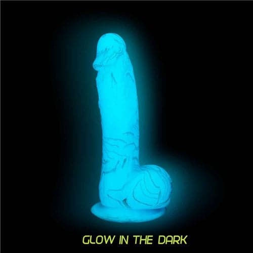 Luke 7.5" Dildo Luminescent avec Testicules Bleu