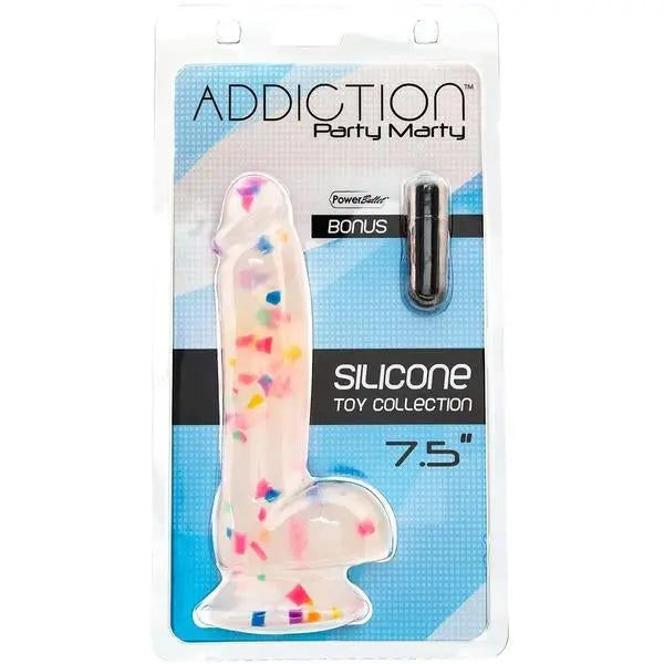 Dildo en silicone avec confettis 7.5" addiction