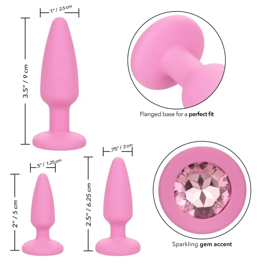 Ensemble de Plug Anal en cristal - Rose calexotics