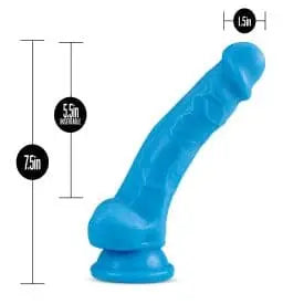 Gode Dual Density de 7,5 pouces avec testicules - Bleu Néon Blush