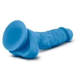 Gode Dual Density de 7,5 pouces avec testicules - Bleu Néon Blush